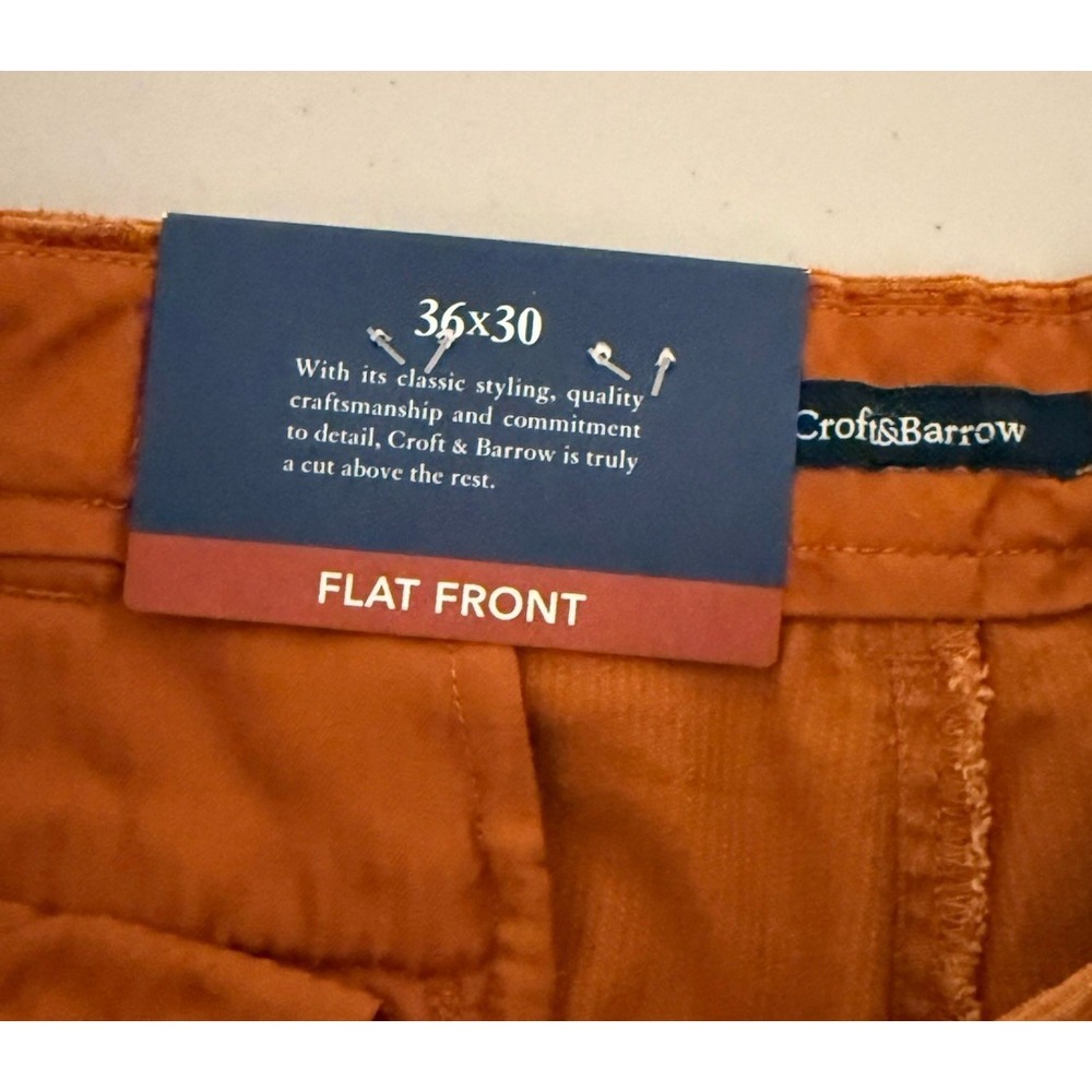 Croft & Barrow Classic Fit Corduroy Pants Stretch Waist Band Rust 386wx49L NWT - Picture 7 of 10